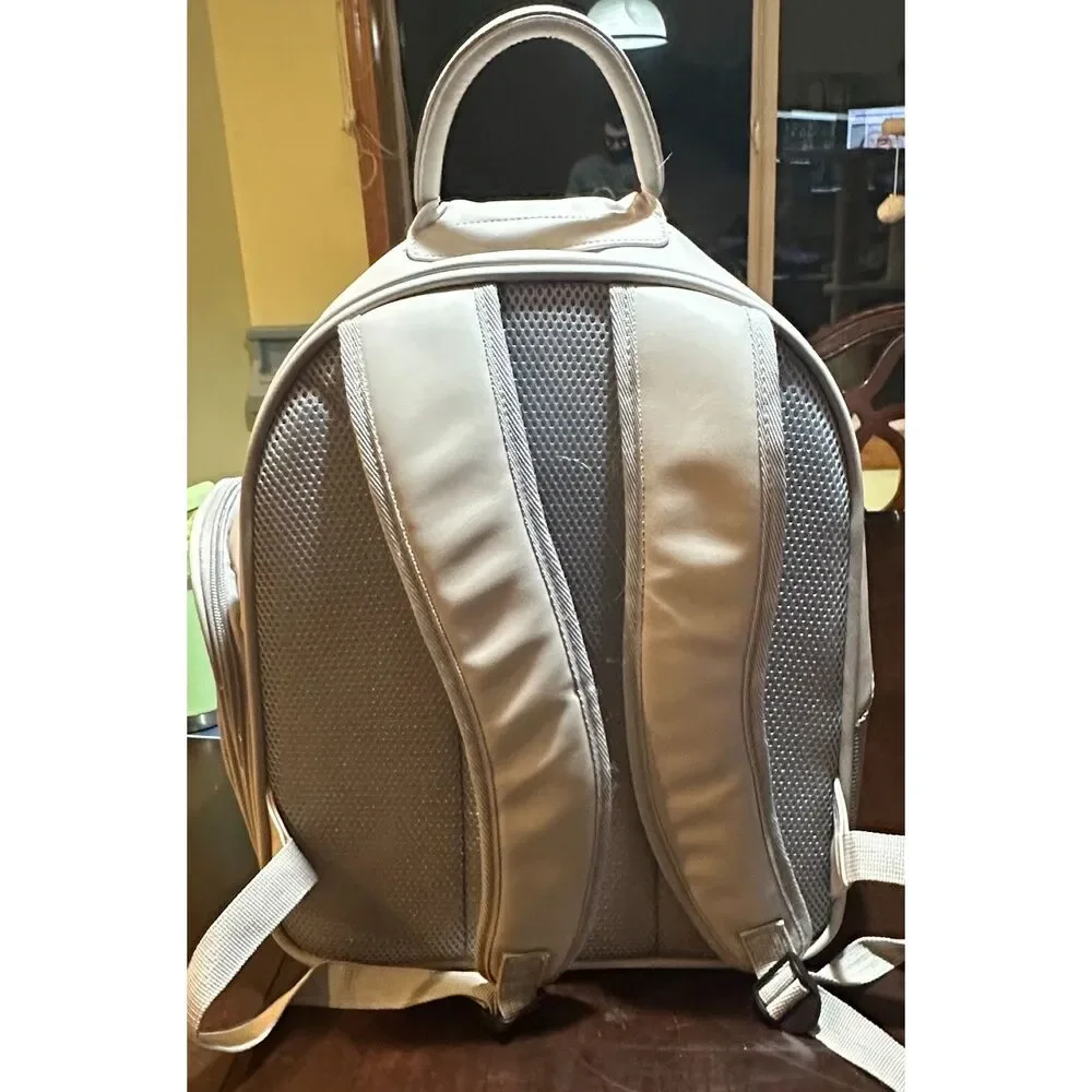 Friends Forever Pet Clear Window Backpack Carrier Beige Small Cat Dog Bag
